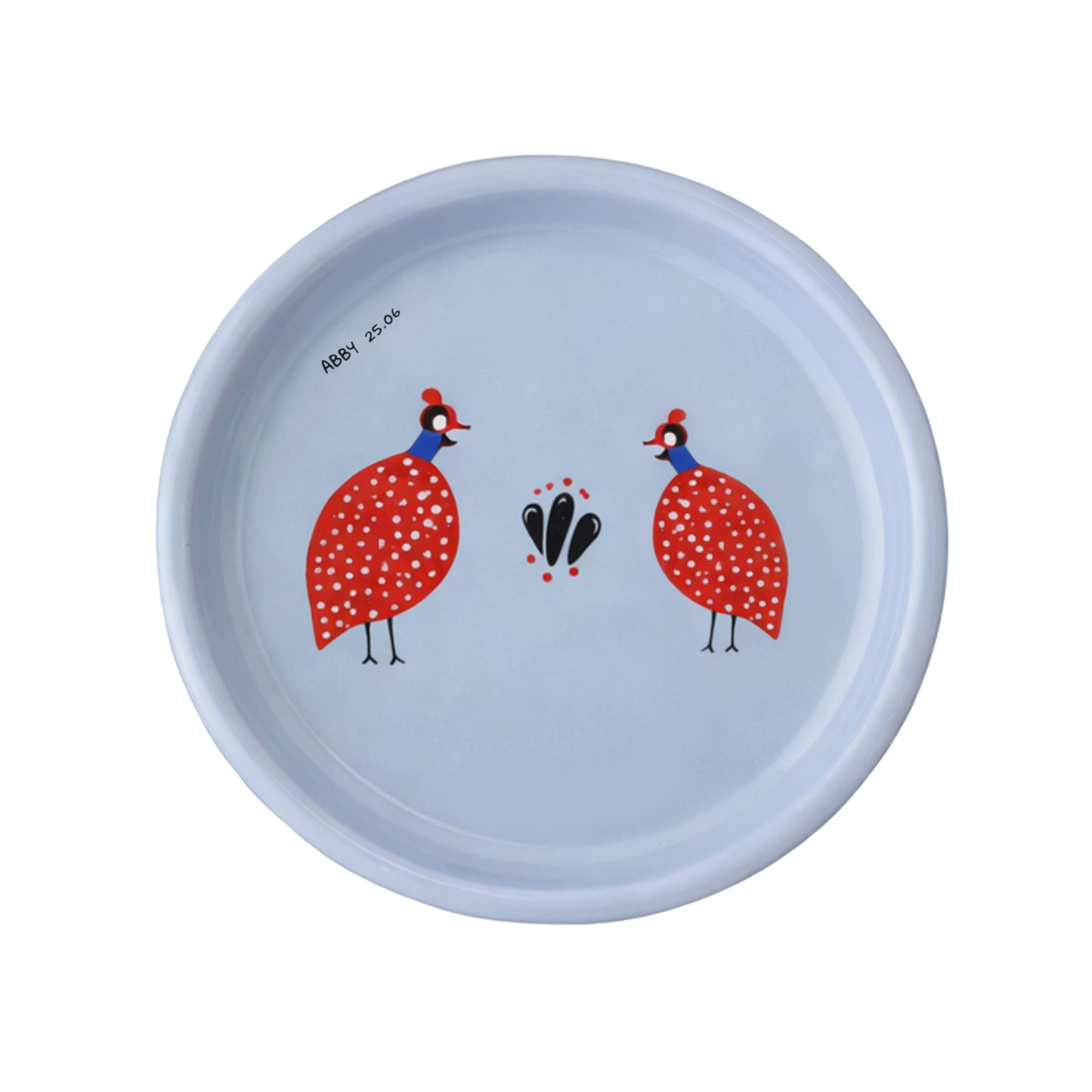 Guinea Fowl Chic  Handpainted 14cm Tapas Dish