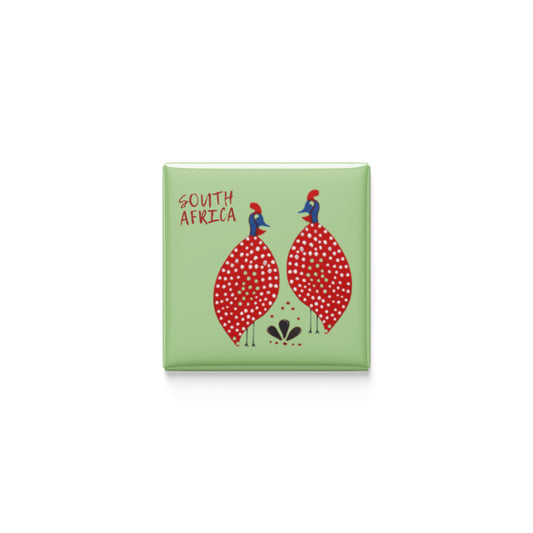 Guinea Fowl Chic Magnet Badge 6cm dia